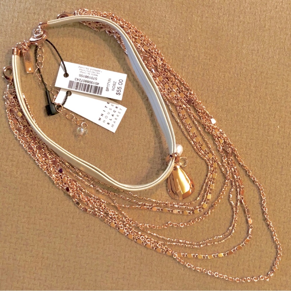 ❤️SOLD❤️WHBM Leather Rose Gold Chain Choker